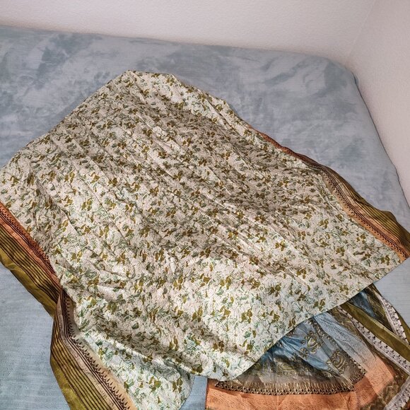 Silk Saree Sari Long Traditional 16 Feet Long Wrap Ethnic India Outfit Vintage - Picture 5 of 7